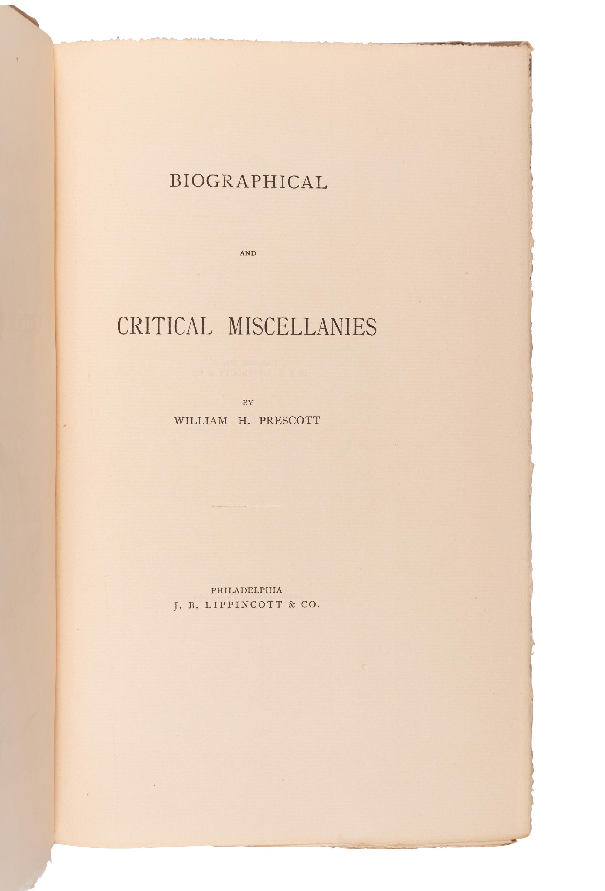 [BINDINGS & SETS]. PRESCOTT, William Hickling (1796-1859). Works . John Foster Kirk, editor.