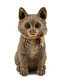An Austrian Cold-Painted Bronze Figure of a Cat — CIRCA 1900