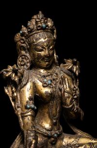 A Tibetan Gilt Bronze Seated Figure of Tara