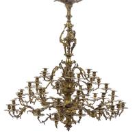 A Louis XV Style Gilt Bronze Forty-Two Light Chandelier Height 50 x width 44 inches. — LATE 19TH CENTURY