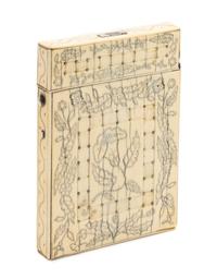 An Ivory Veneered Card Case, Height 4 1/8 inches.