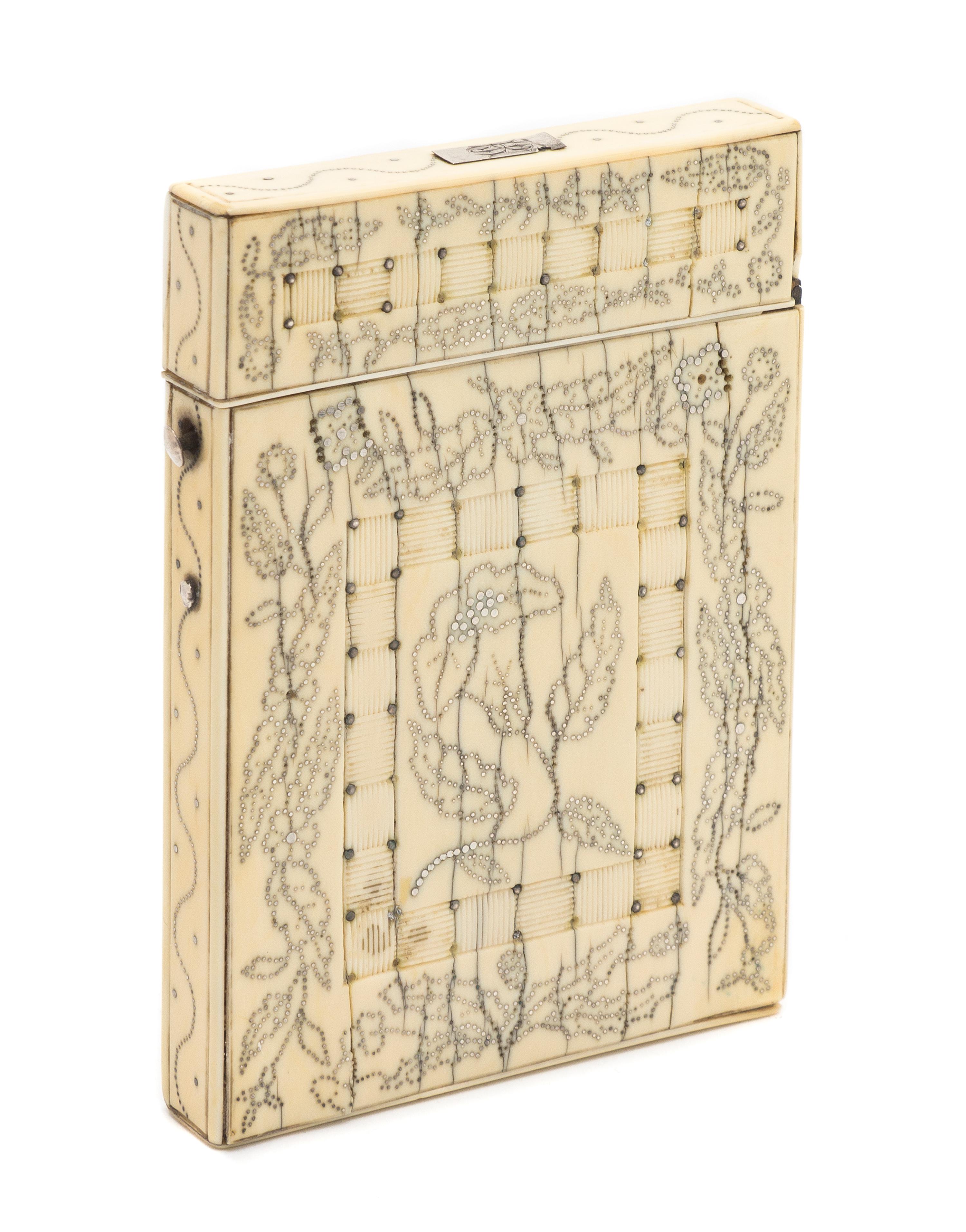 An Ivory Veneered Card Case, Height 4 1/8 inches.