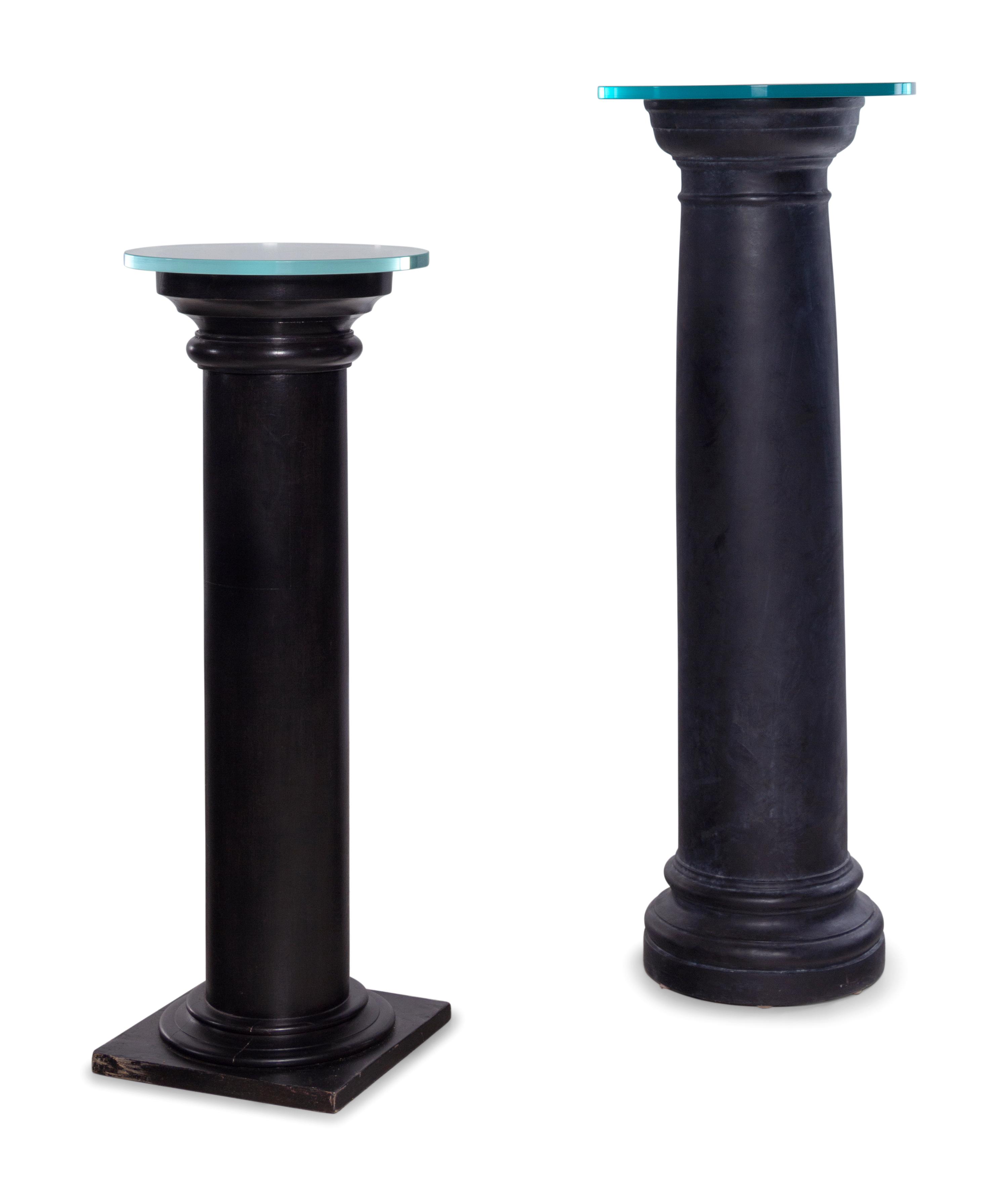 Two Ebonized Pedestals