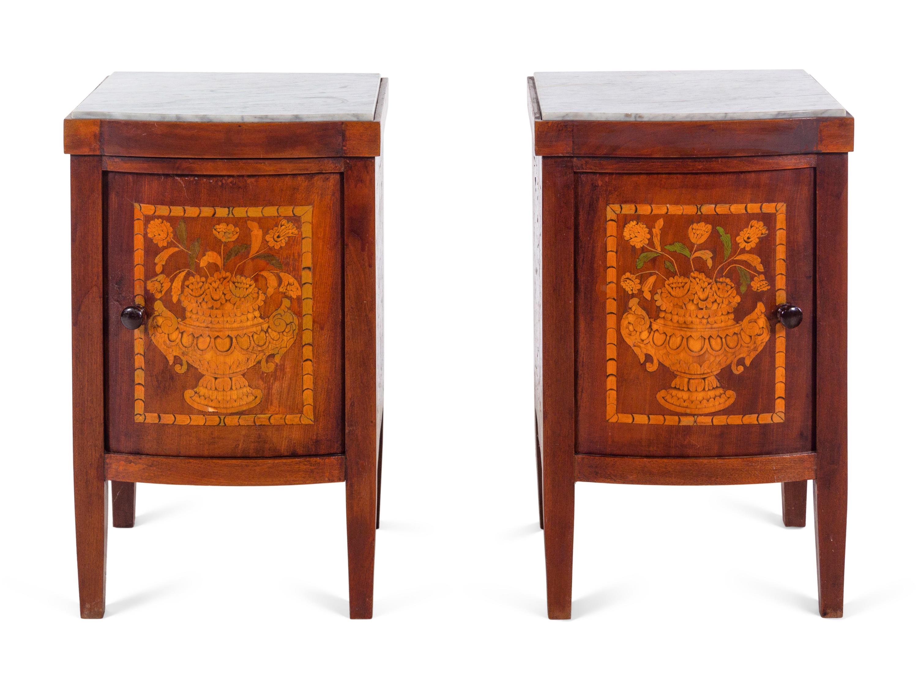 A Pair of Continental Marquetry End Tables
