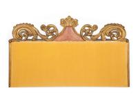 An Italian Painted and Parcel Gilt Upholstered Headboard with Upholstered Lower Panel