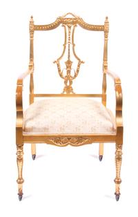 A Louis XVI Style Giltwood Fauteuil Height 35 1/2 inches. — LATE 19TH CENTURY