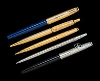 Two Uninked Parker Fountain Pens and Three Other Parker Writing Instruments