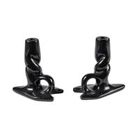 Legoria Tafoya (Santa Clara, 1911-1984) — Blackware Pottery Candlestick Holders