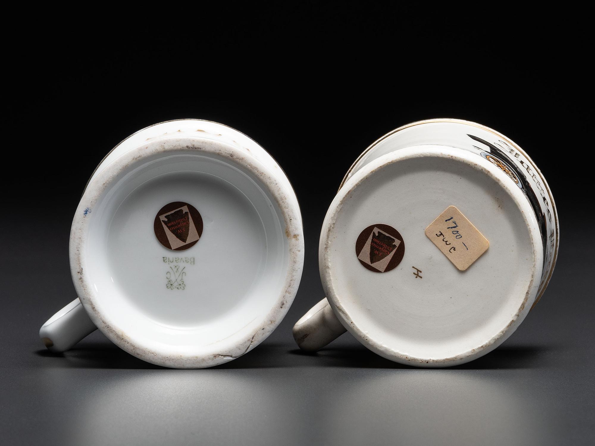 Two Open Touring Car Porcelain Occupational Shaving Mugs