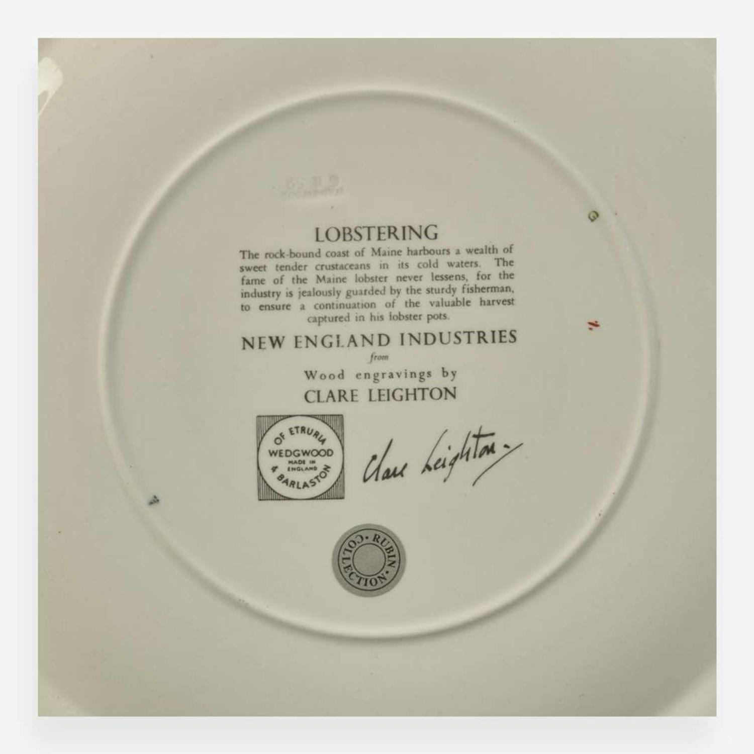 A Set of Twelve Wedgwood Queensware "New England Industries" Plates UK, 1950s