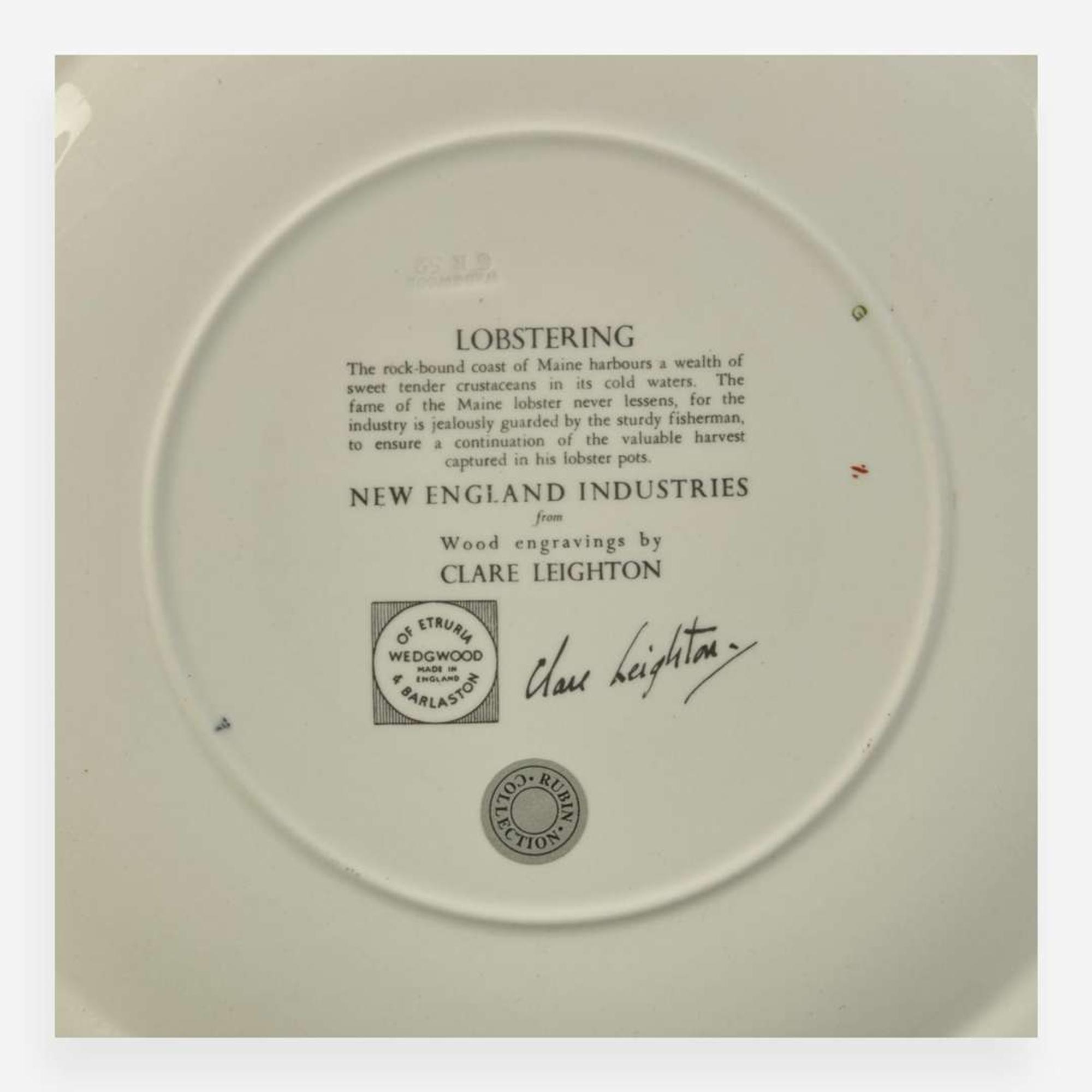 A Set of Twelve Wedgwood Queensware "New England Industries" Plates UK, 1950s