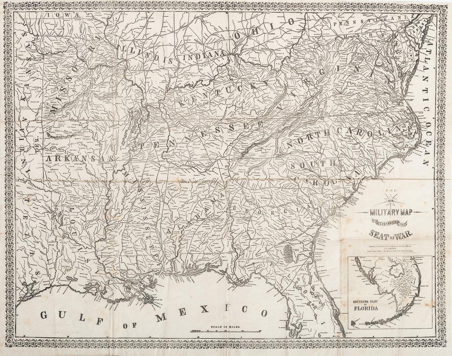 [CIVIL WAR]. PERRINE, Charles O. The New Military Map Illustrating the Seat of War.