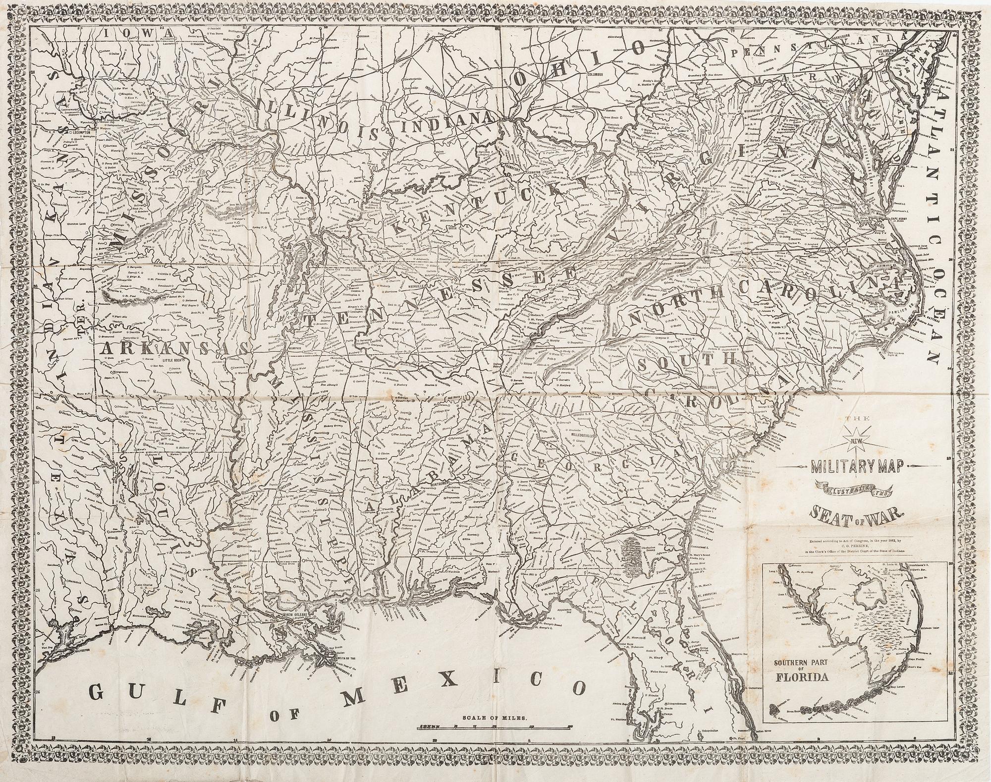 [CIVIL WAR]. PERRINE, Charles O. The New Military Map Illustrating the Seat of War.