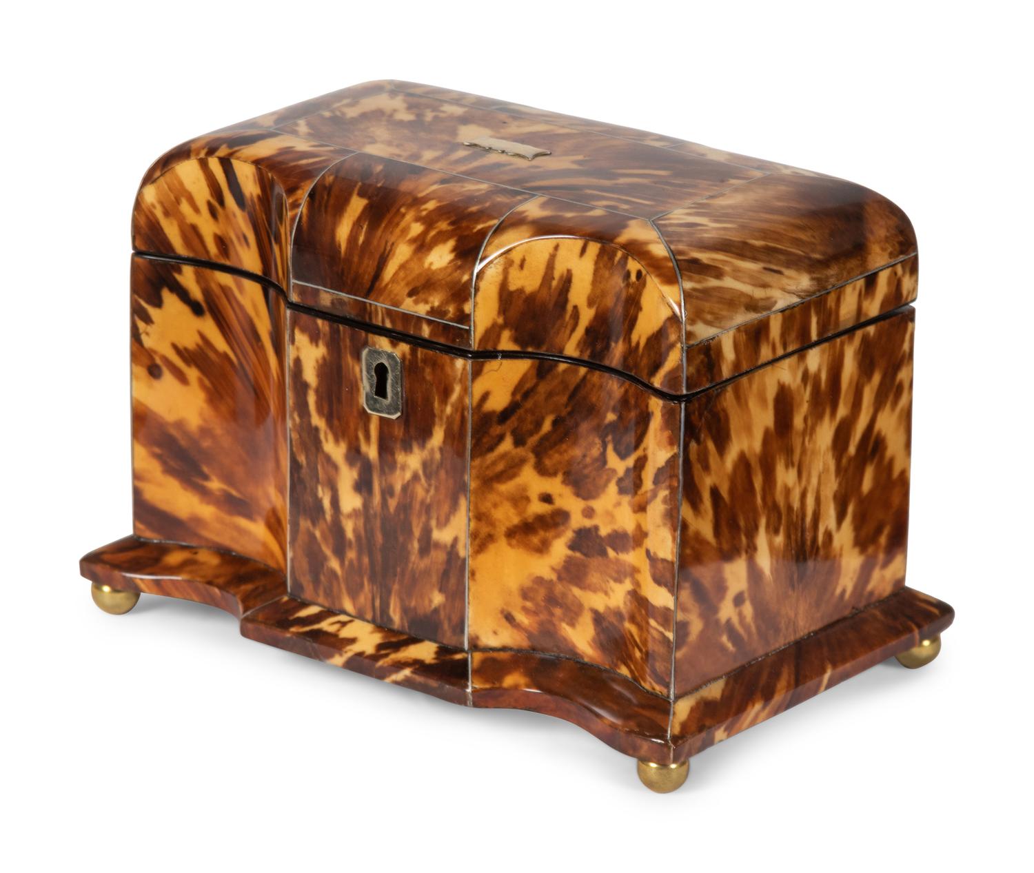 A George III Tortoise Shell Tea Caddy