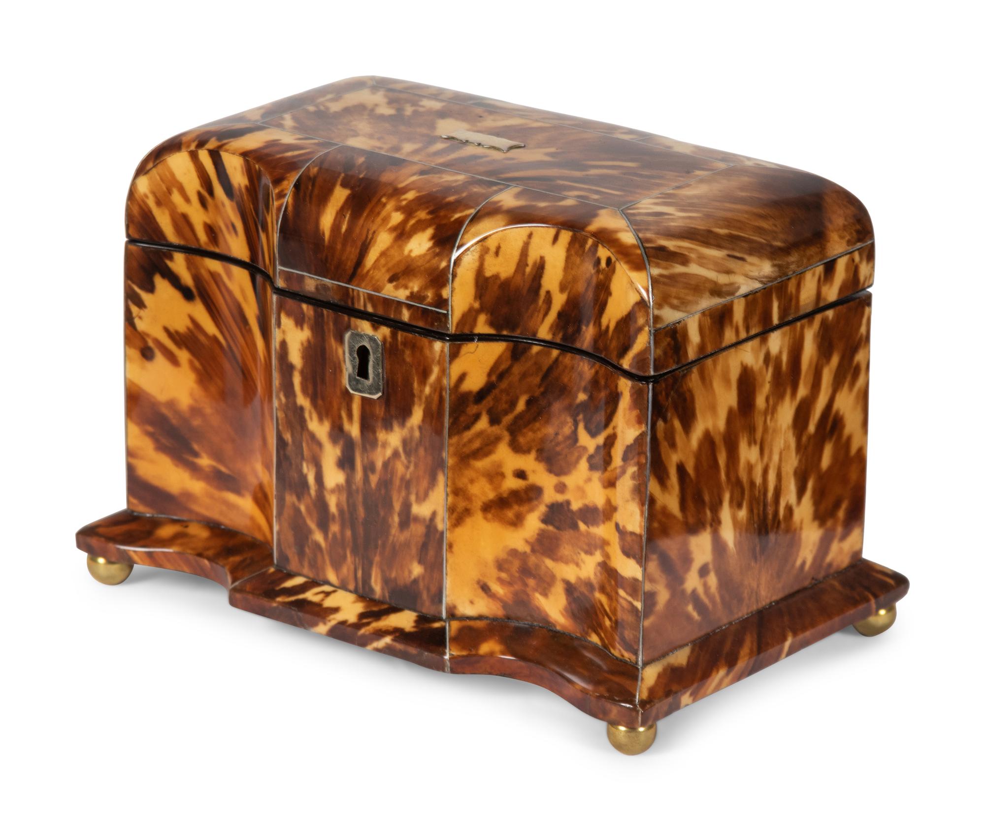A George III Tortoise Shell Tea Caddy