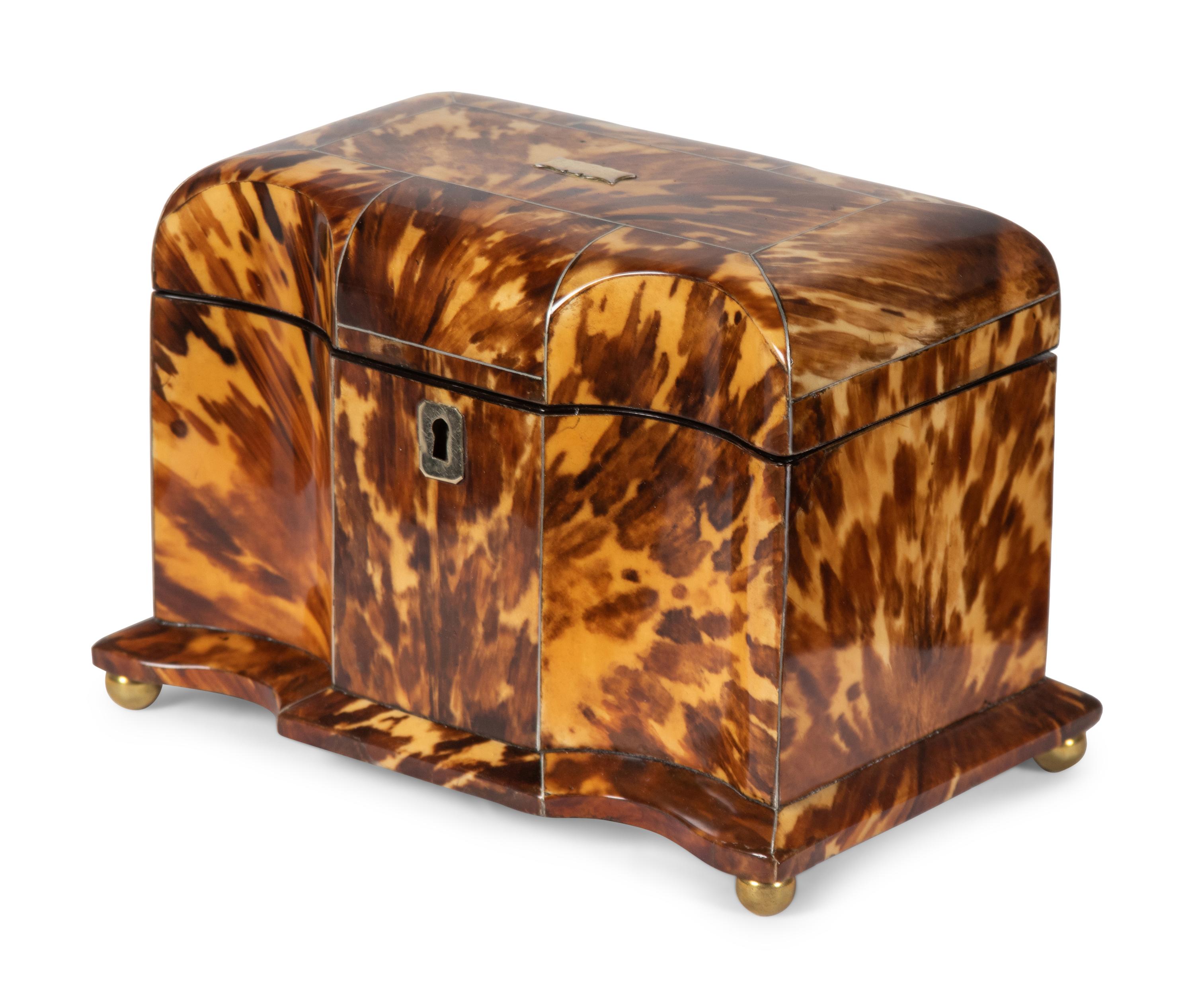 A George III Tortoise Shell Tea Caddy