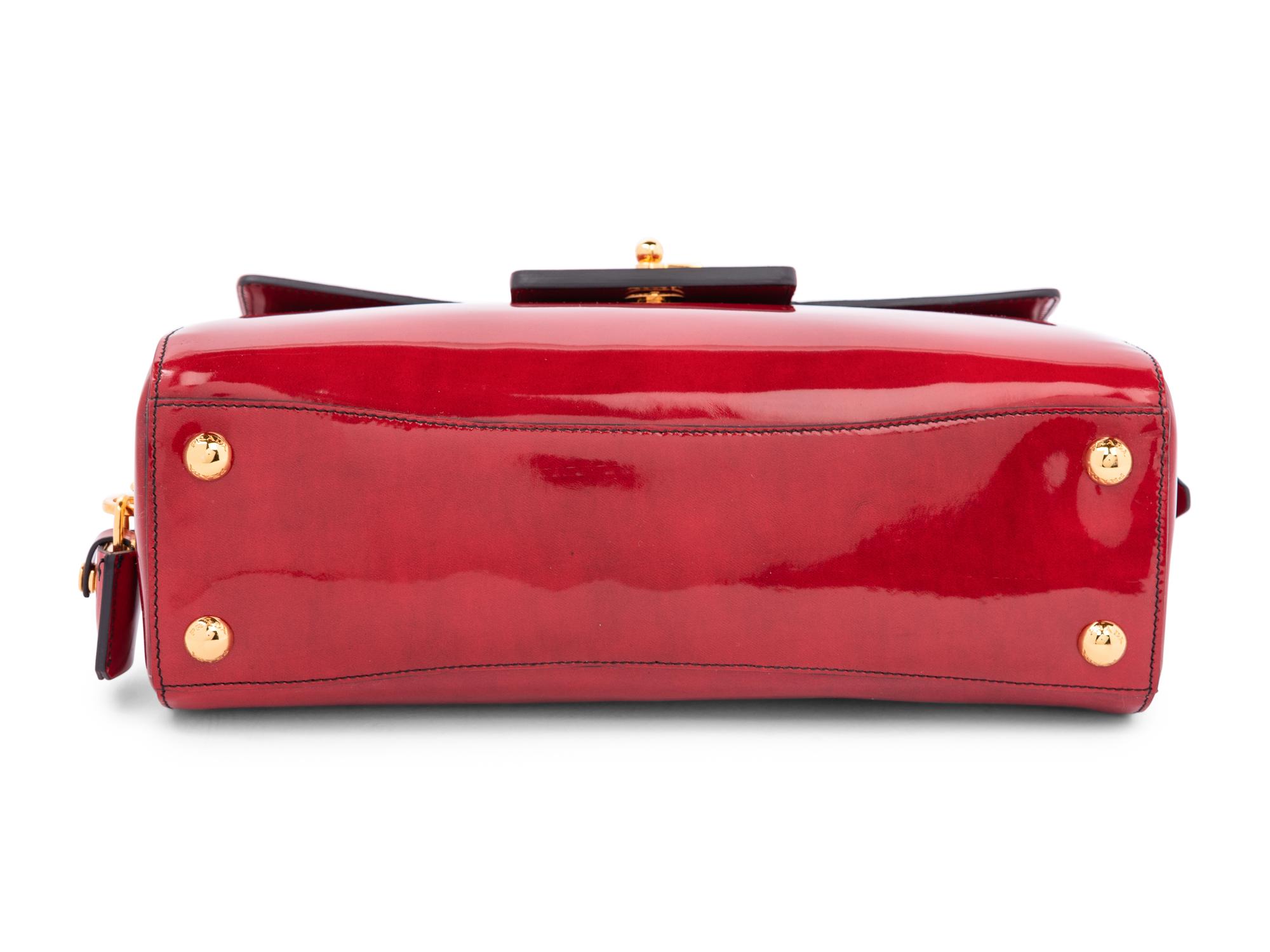 Prada Red Patent Leather Flap Bag, 2000s