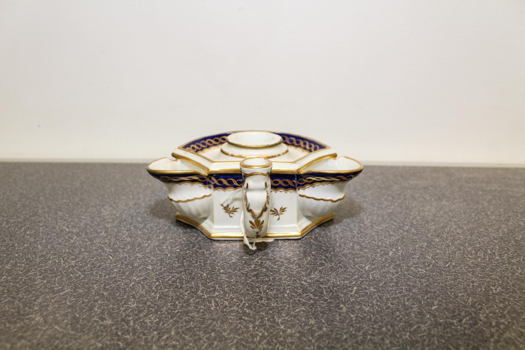An English Porcelain Inkstand Width 5 3/4 inches. — 19TH CENTURY