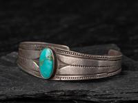 Navajo Silver and Blue Gem Turquoise Cuff Bracelet