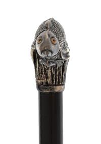 A Victorian Silver Handled Zoomorphic Walking Stick