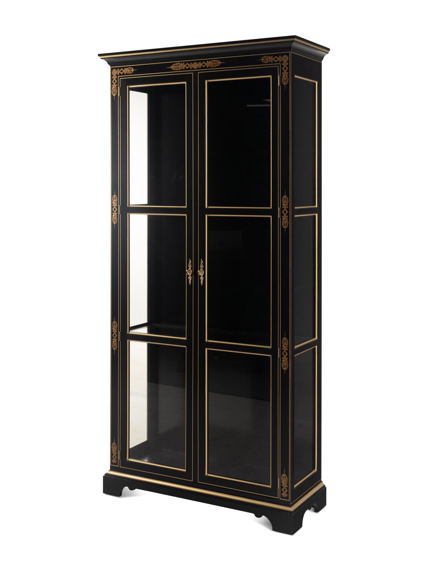 A Kindel Empire Style Ebonized Vitrine Cabinet