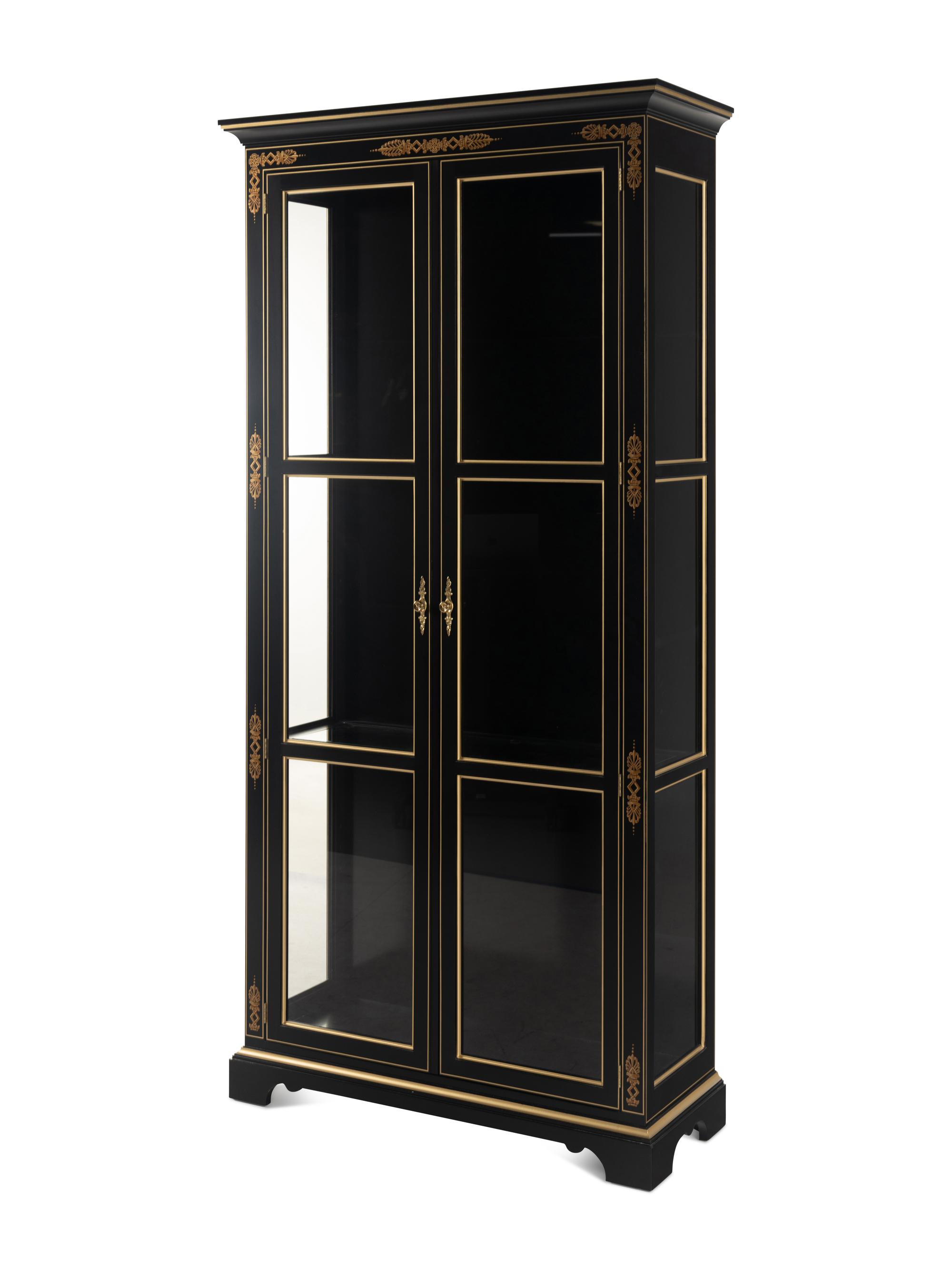 A Kindel Empire Style Ebonized Vitrine Cabinet
