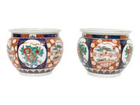 A Pair of Imari Porcleian Jardinieres