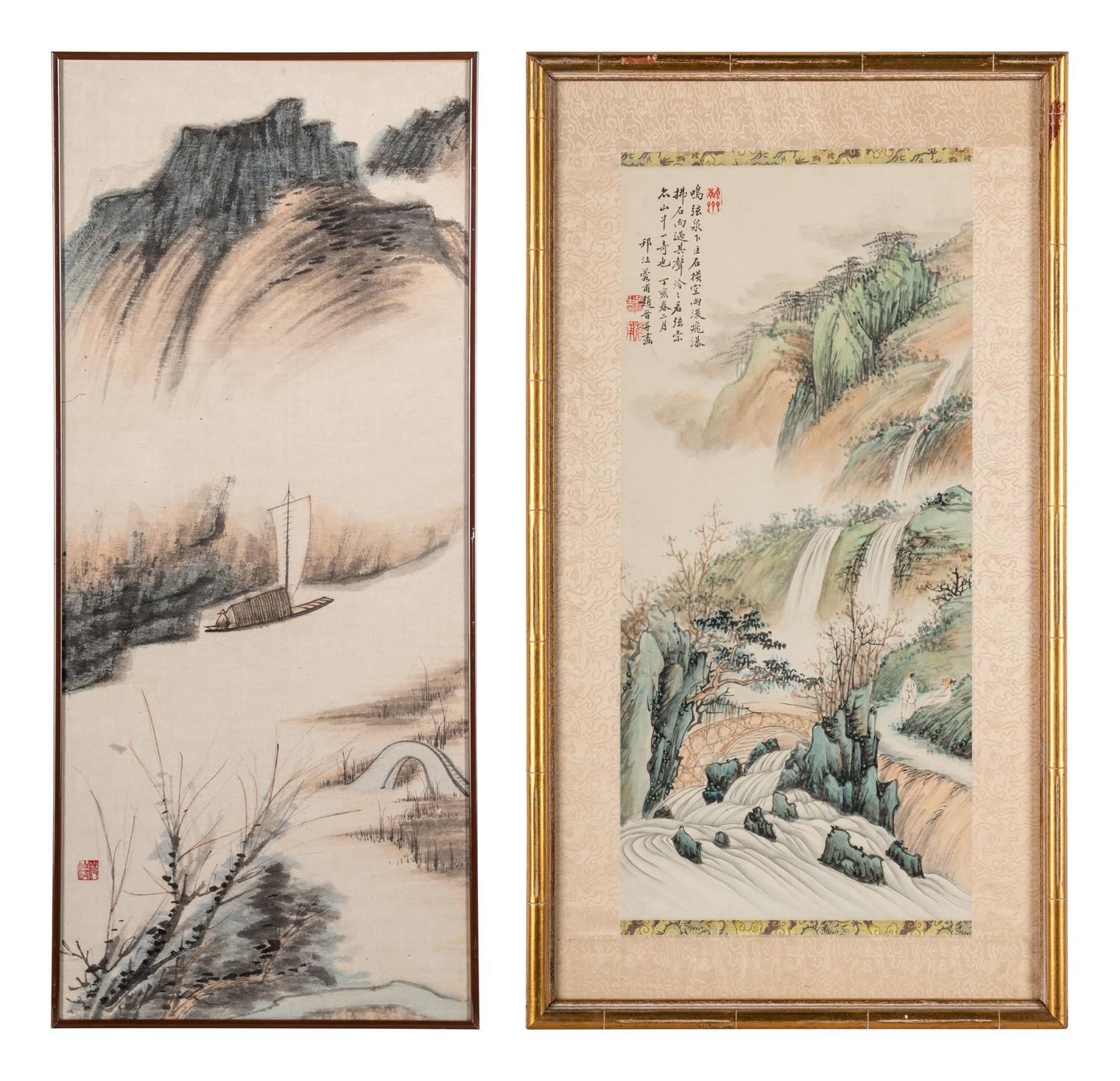 Two Chinese Ink and Color Paintings