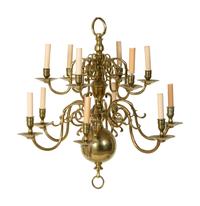 An American Brass Two Tier Twelve-Light Chandelier — 20TH CENTURY