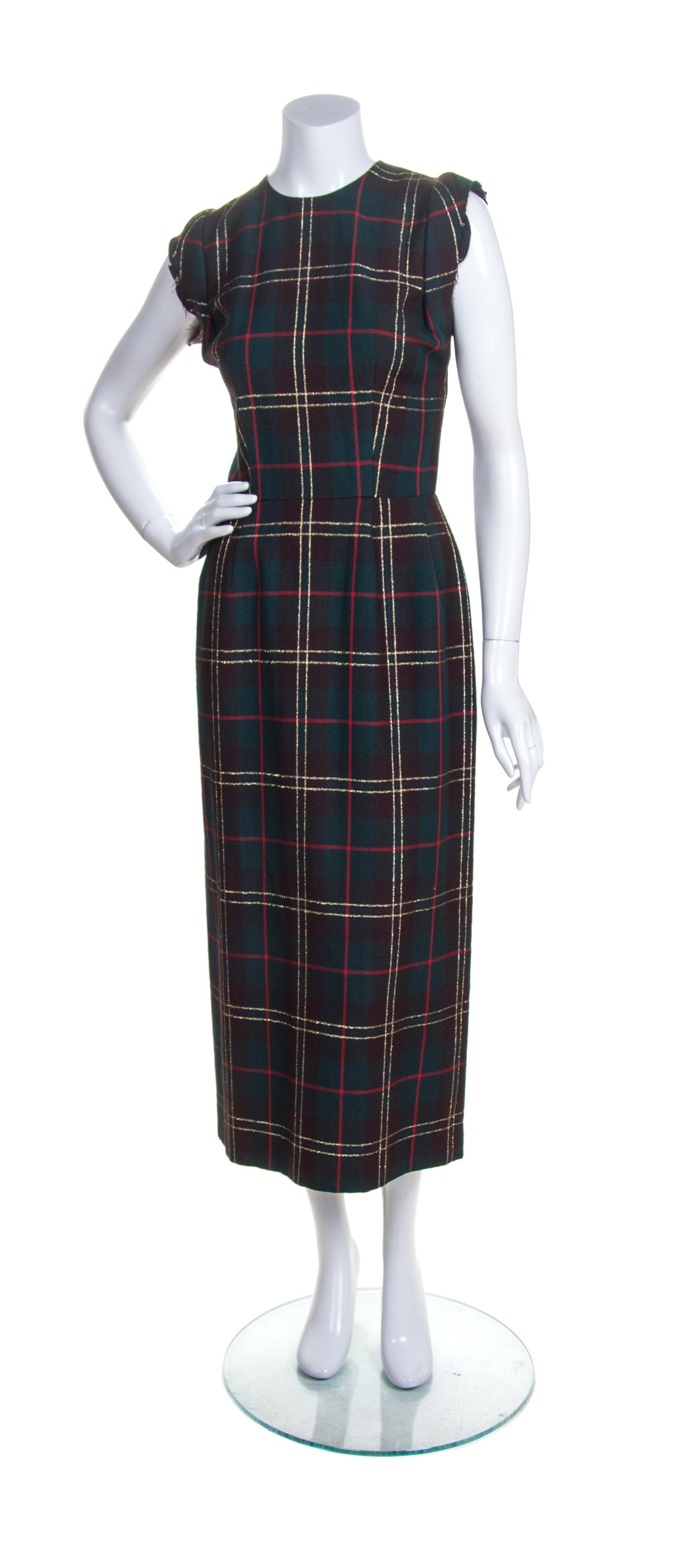 A Comme des Garcons Tartan Wool Shift Dress,