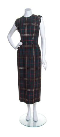 A Comme des Garcons Tartan Wool Shift Dress,