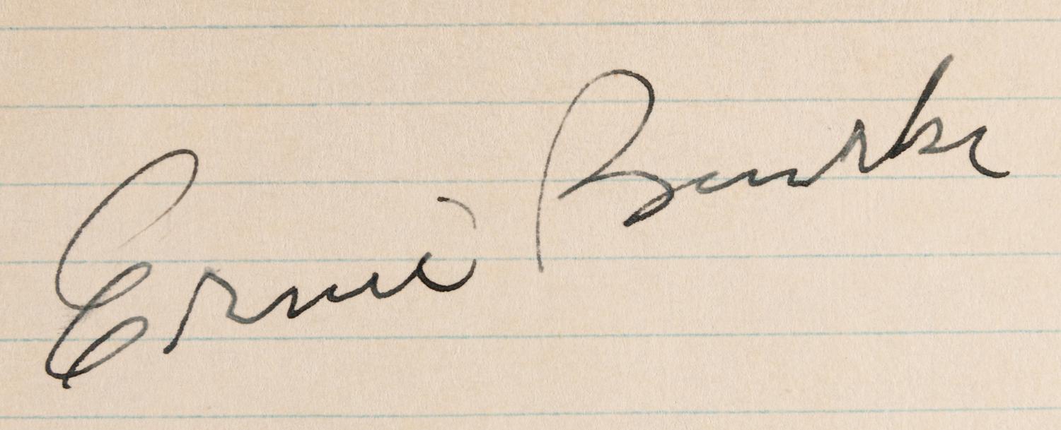 A Vintage Ernie Banks Signed Index Card (BAS Beckett Authentication Services Certified),