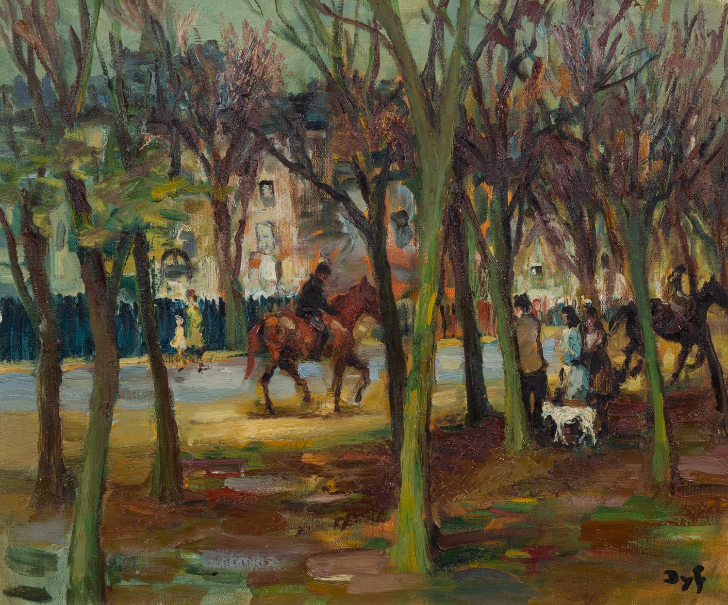 Marcel Dyf, (French, 1899-1985), Parisian Park Scene with Figures