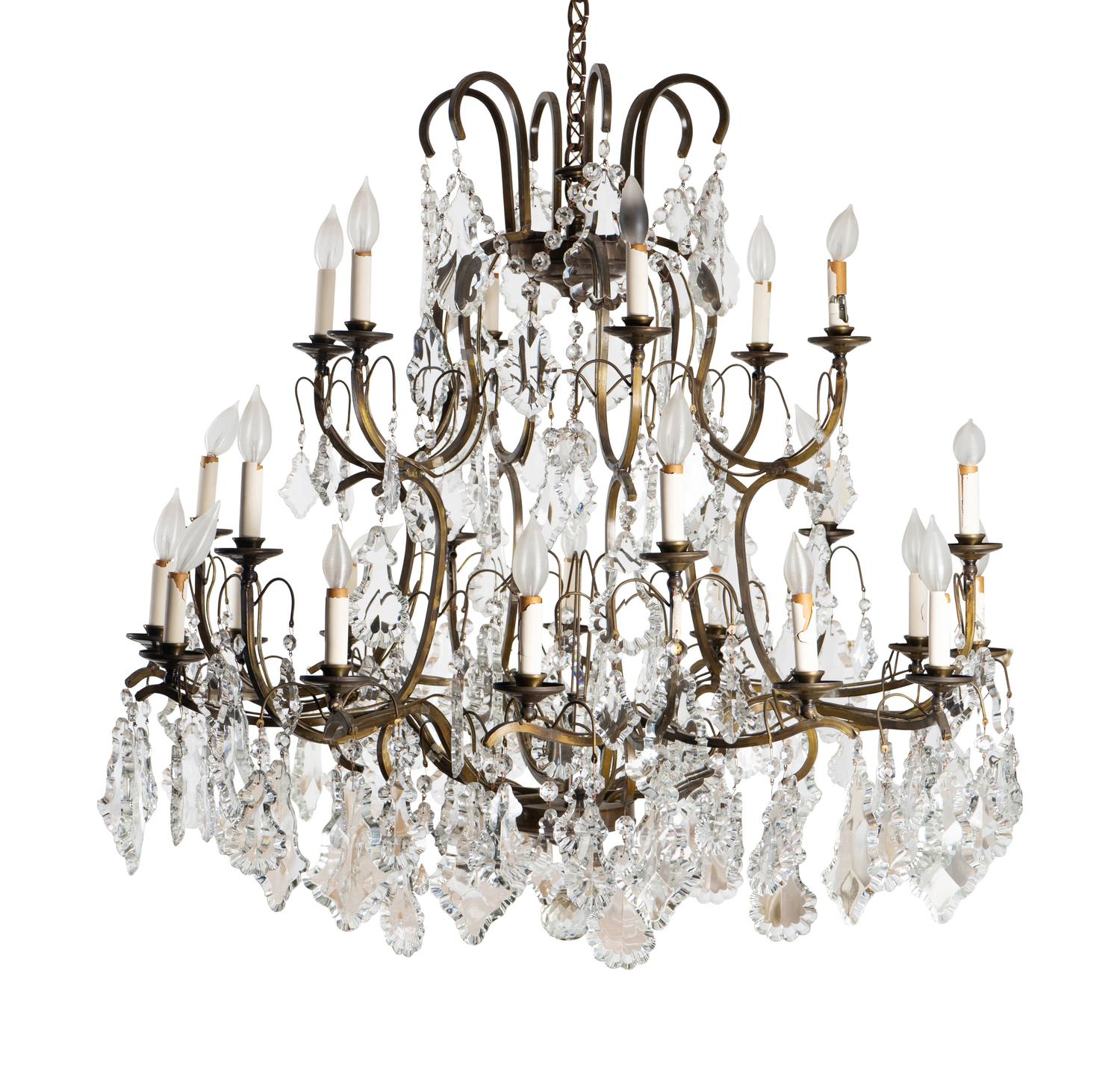 A Louis XV Style Patinated Metal Twenty-Four-Light Chandelier — 20TH CENTURY