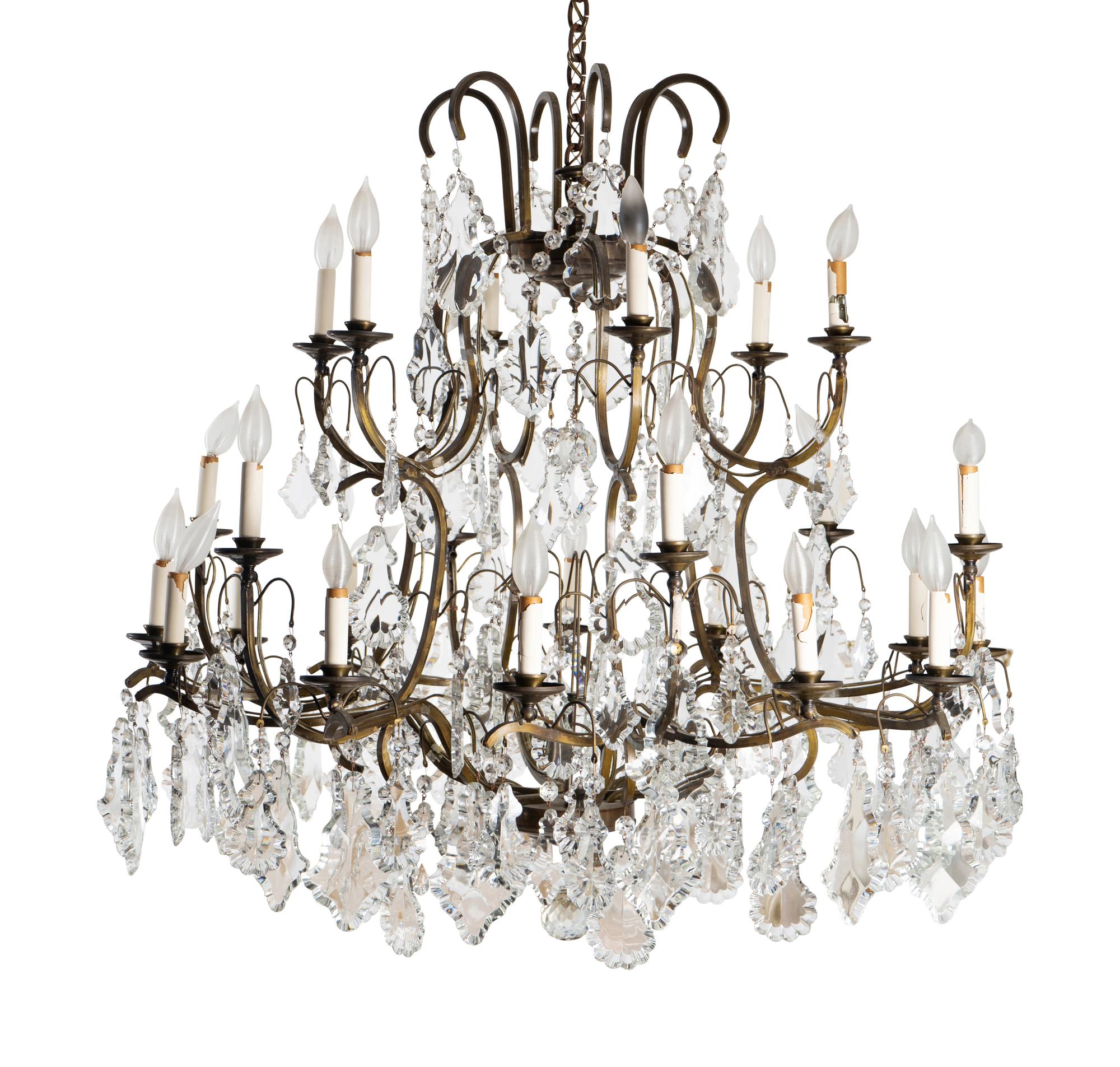 A Louis XV Style Patinated Metal Twenty-Four-Light Chandelier — 20TH CENTURY