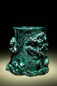 A Carved Malachite Brush Pot, Bitong