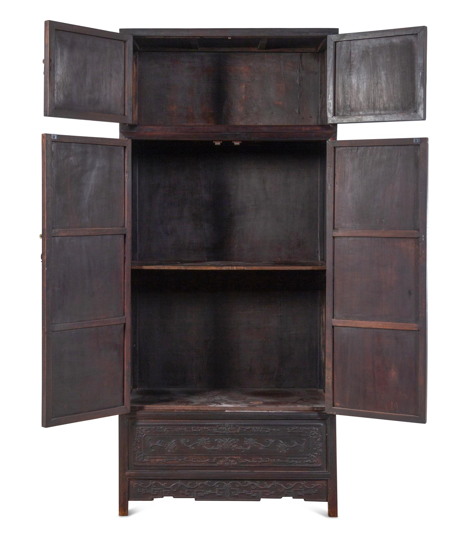 A Chinese Jade and Hardstone Inset Hardwood Compound Cabinet, Dingxianggui