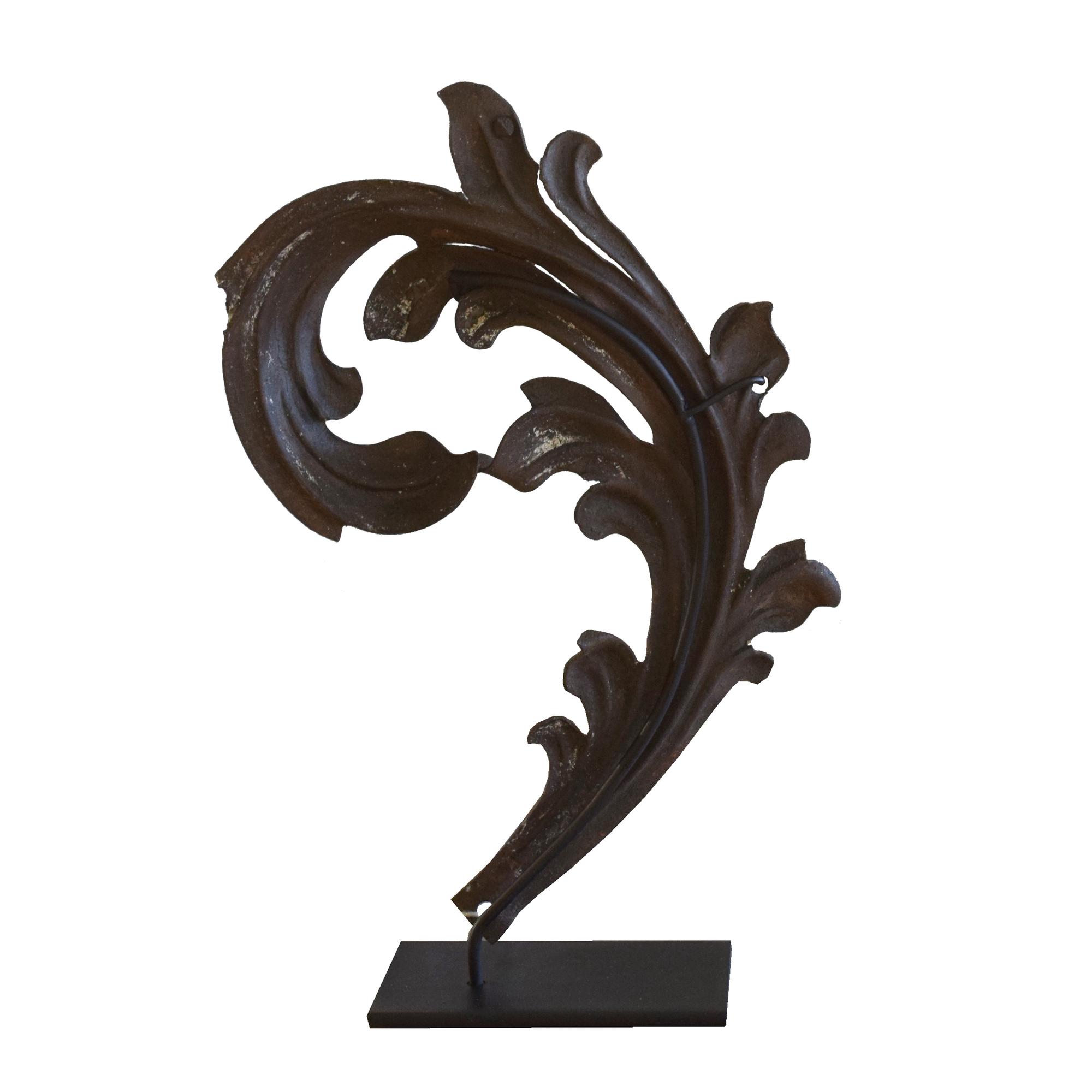 A Wrought Iron Leaf Fragment from the Estate of Jose Thenee 8" W x 2.5" D x 13" H — Argentina, 20th Century