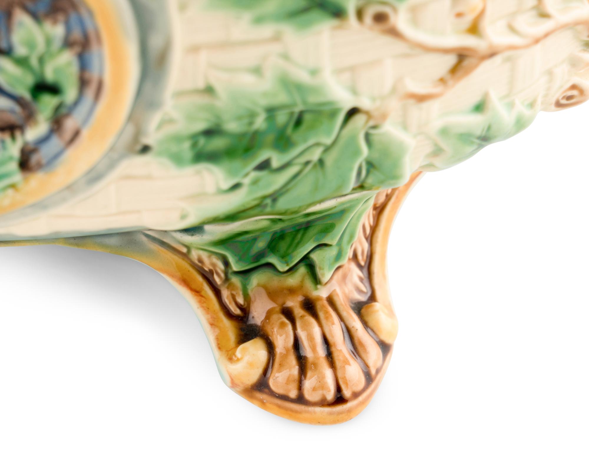 A Minton Majolica "Gun Dog" Game Pie Dish and Cover