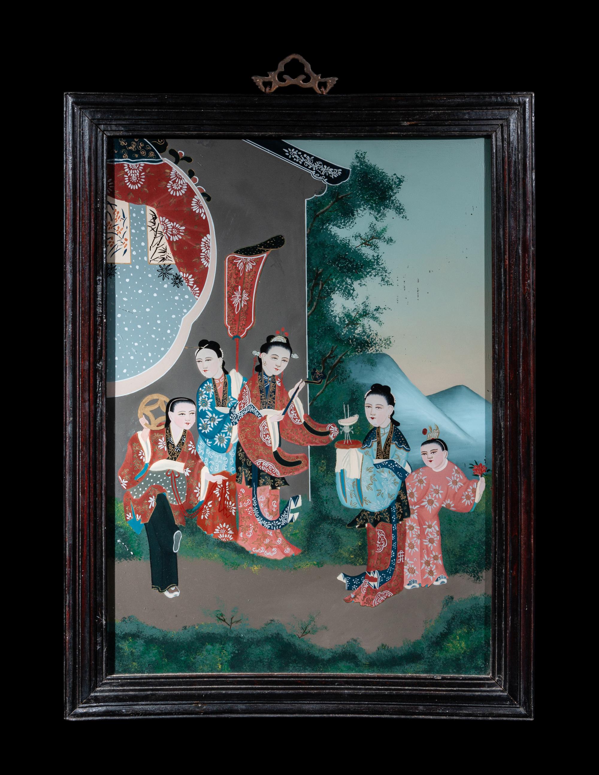Seven Chinese Reverse Glass Paintings