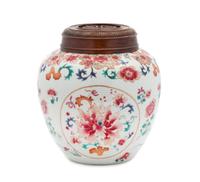 A Chinese Famille Rose Porcelain Covered Jar 18TH/19TH CENTURY Height 7 5/8 inches. — 18TH/19TH CENTURY
