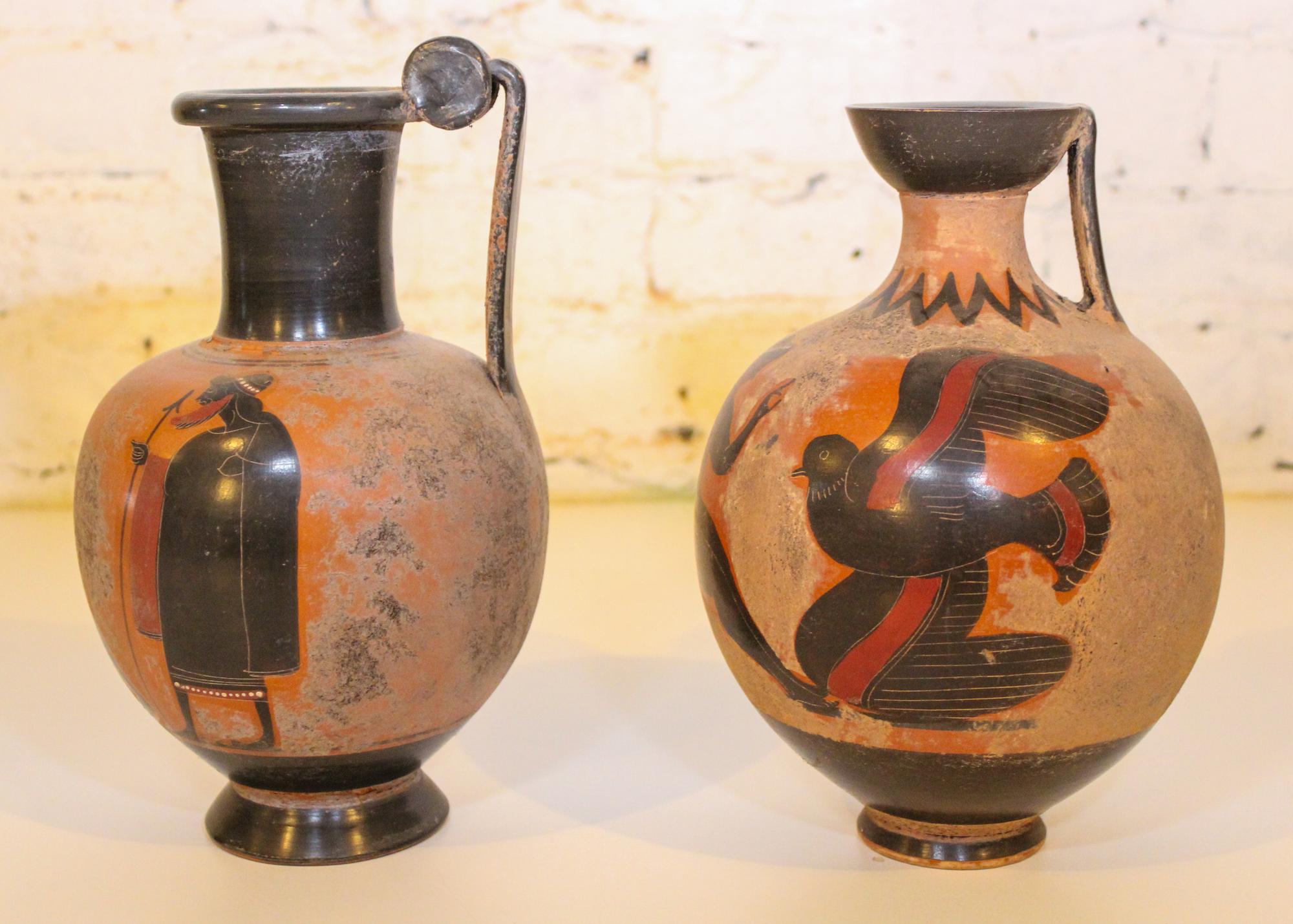 Two Small Greek Ewers. Height 9 1/2 inches.