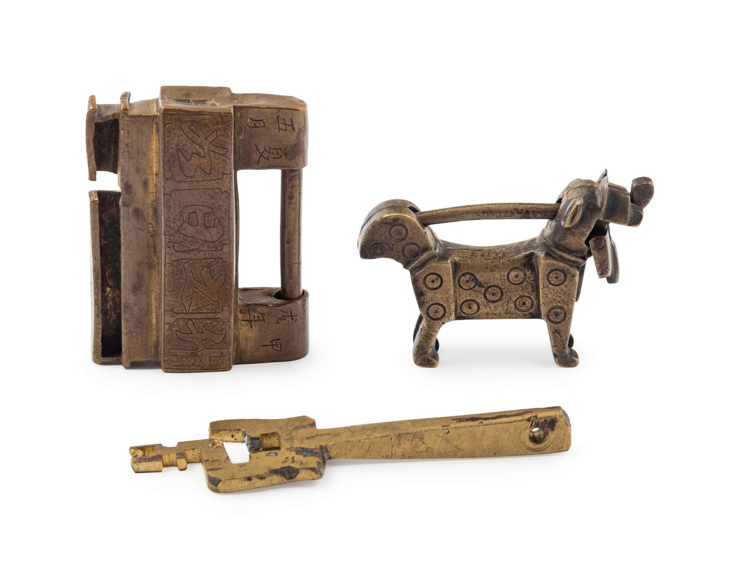 Two Chinese Bronze Locks