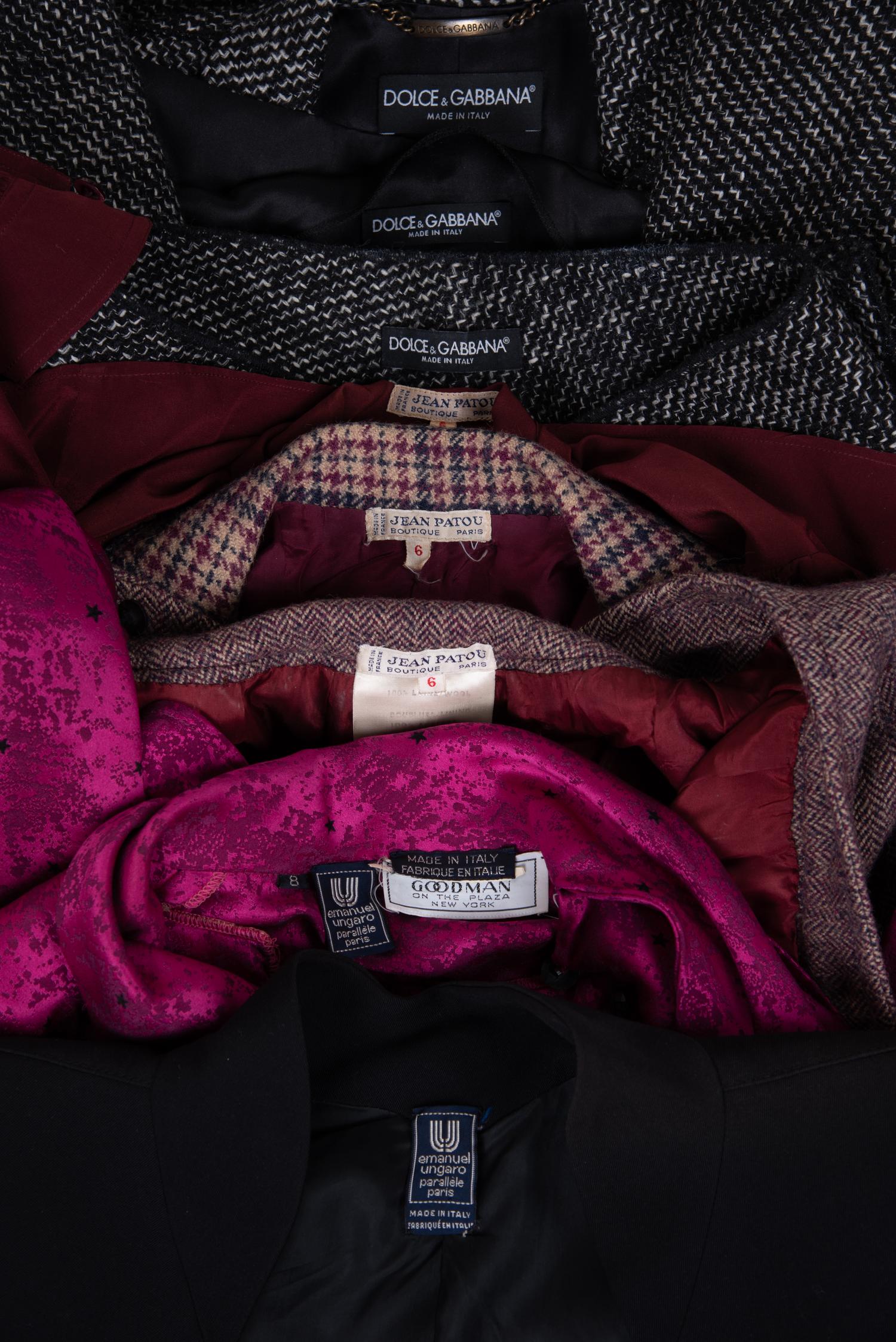 Seven Designer Separates Including: A Three Piece Patou Ensemble, One Ungaro Blouse and Jacket, and One Dolce & Gabbana Pant Suit, 1980-2000s