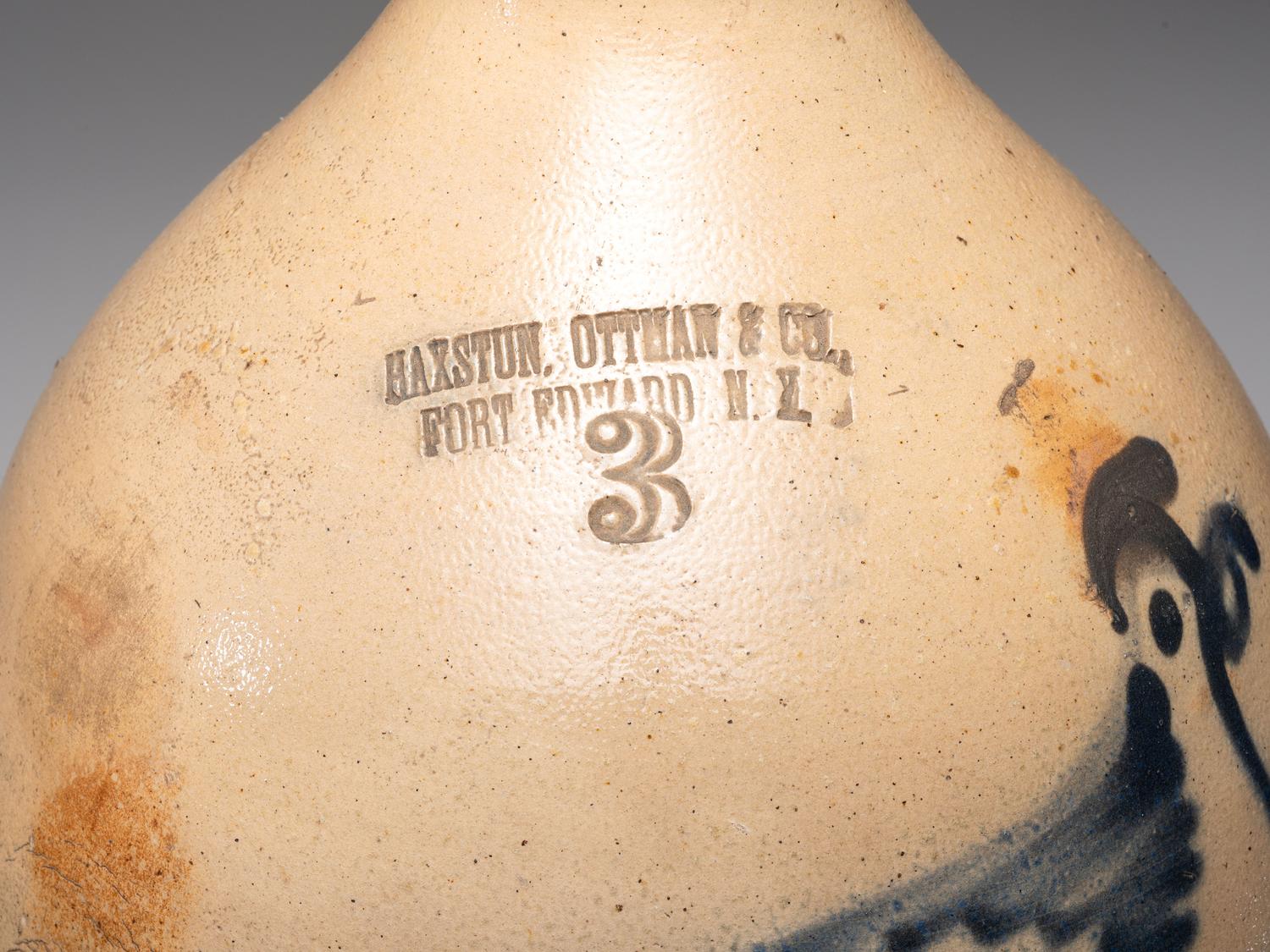 Three Cobalt Decorated Stoneware Jugs