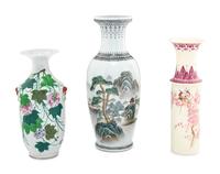 Three Chinese Famille Rose Porcelain Vases