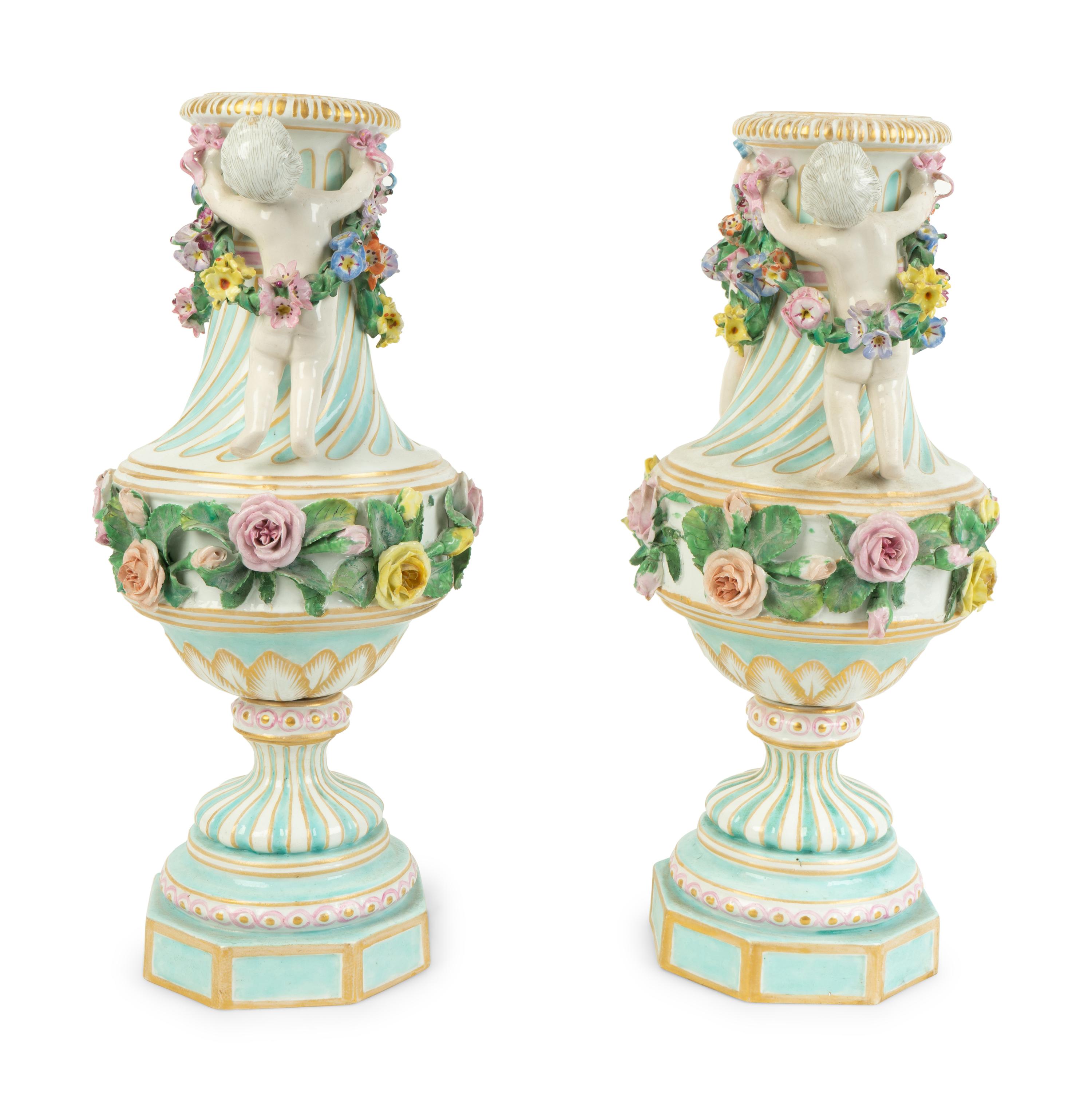 A Pair of German Porcelain Urns — 19TH CENTURY