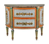 A North Italian Polychrome Painted Demilune Commode