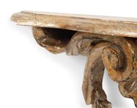 A Pair of Italian Silver Gilt Carved Rococo Style Wall Brackets