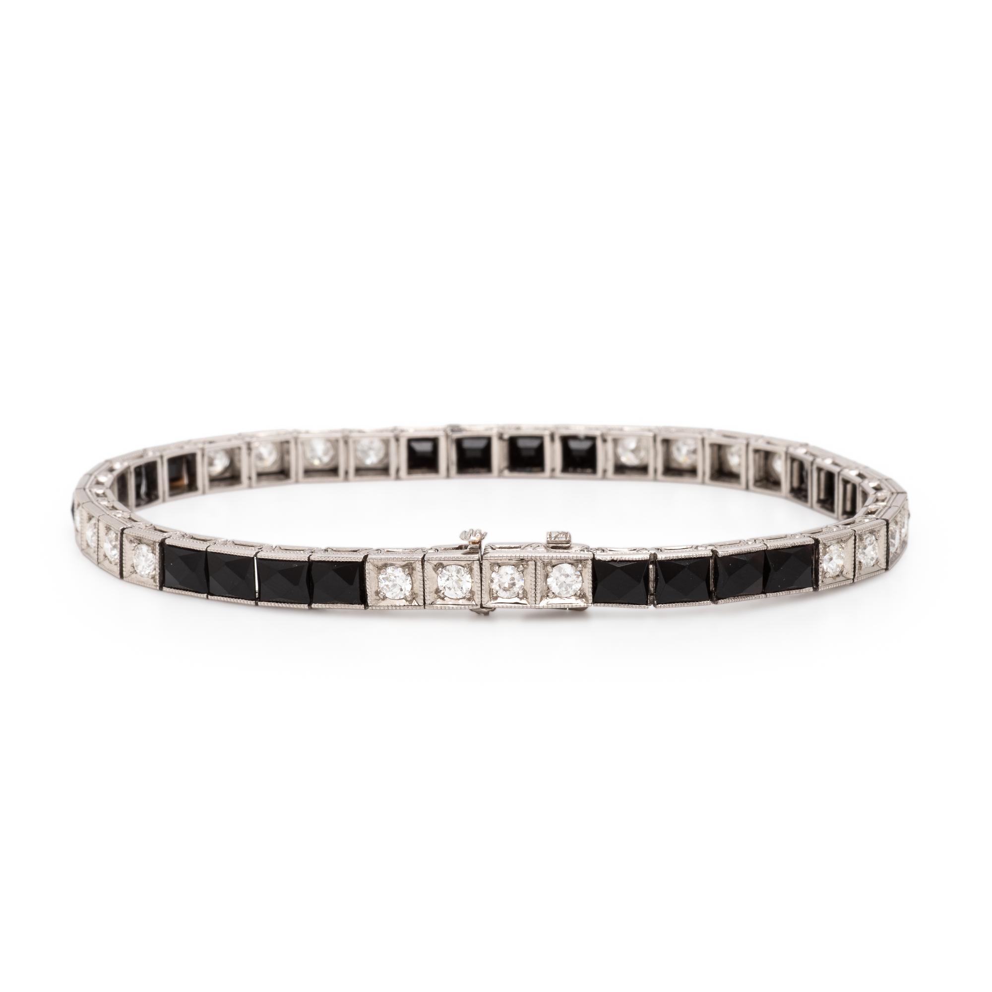 Art Deco, Onyx, Diamond, and Platinum Bracelet